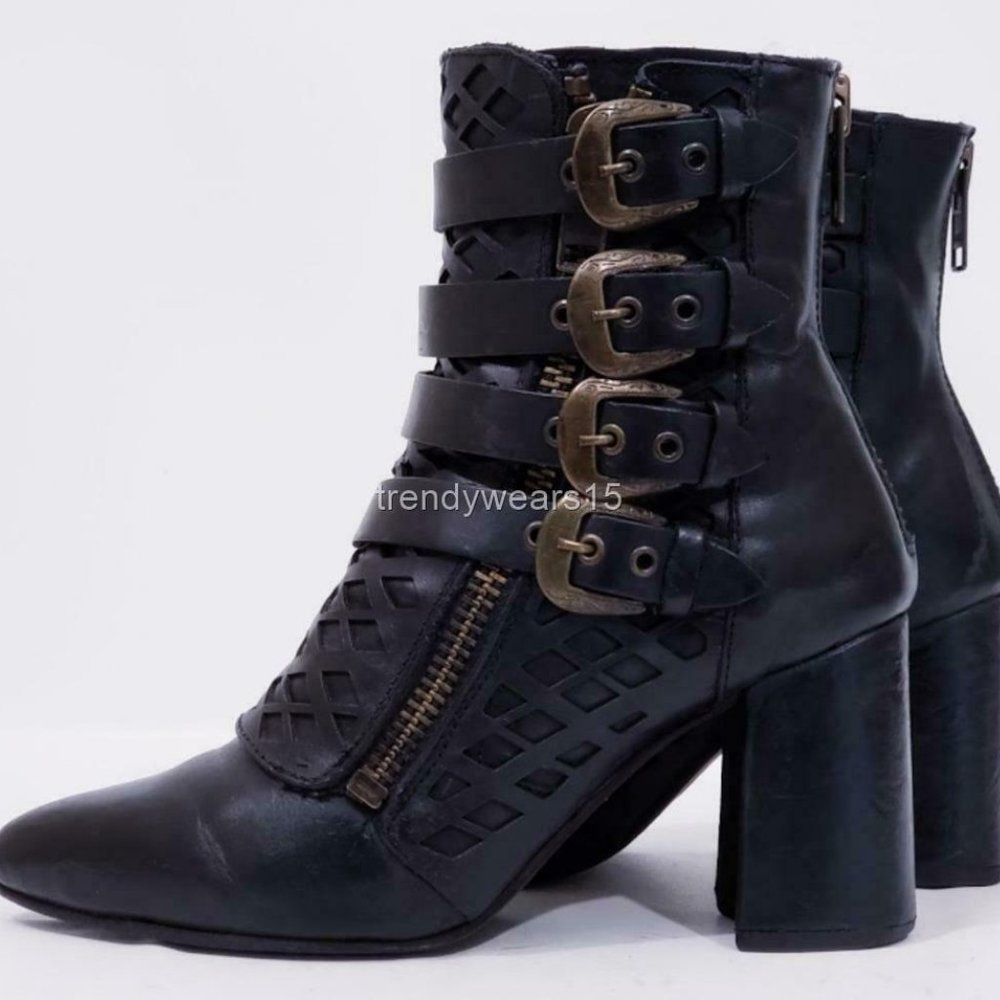 EXCELLENT FREEBIRD BY STEVEN JULIA BLACK BOOTIES - Picture 5 of 12